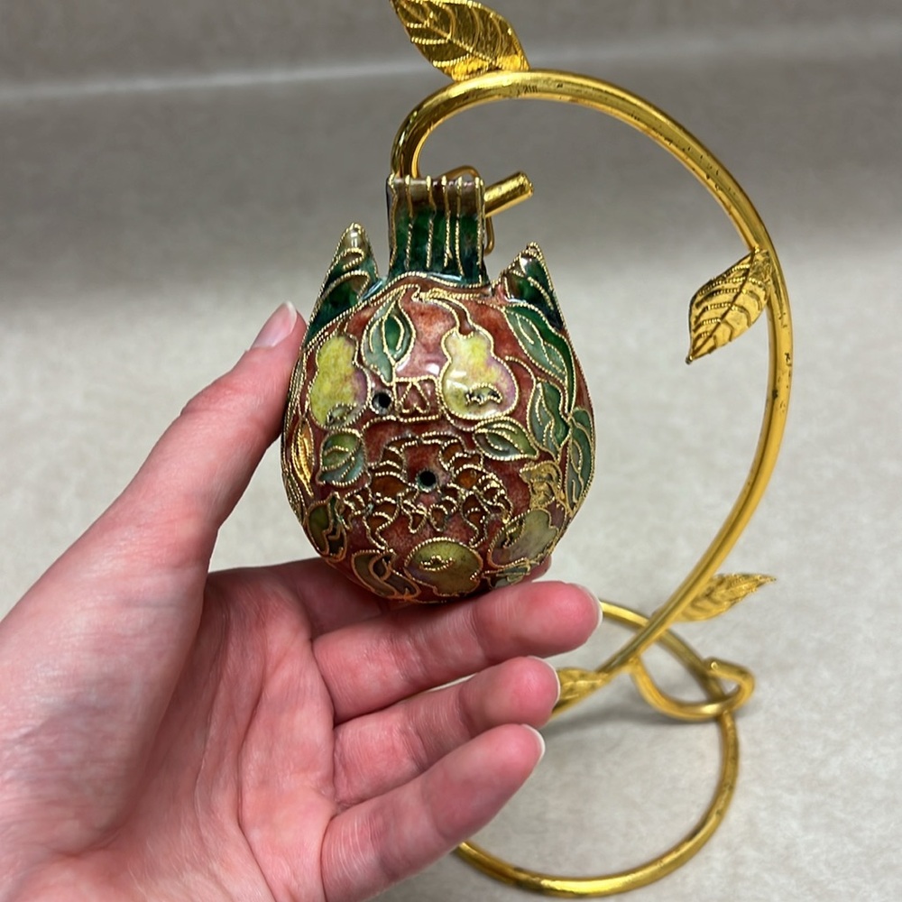 Cloisonné bird with stand - Picture 4 of 8